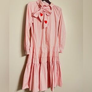 Red and white long sleeve dress